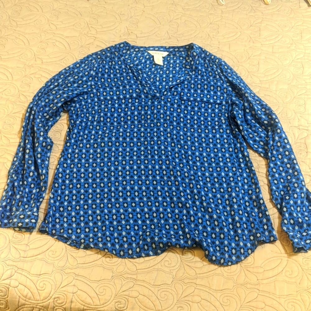 Orvis shirt with faux pocket bust detail